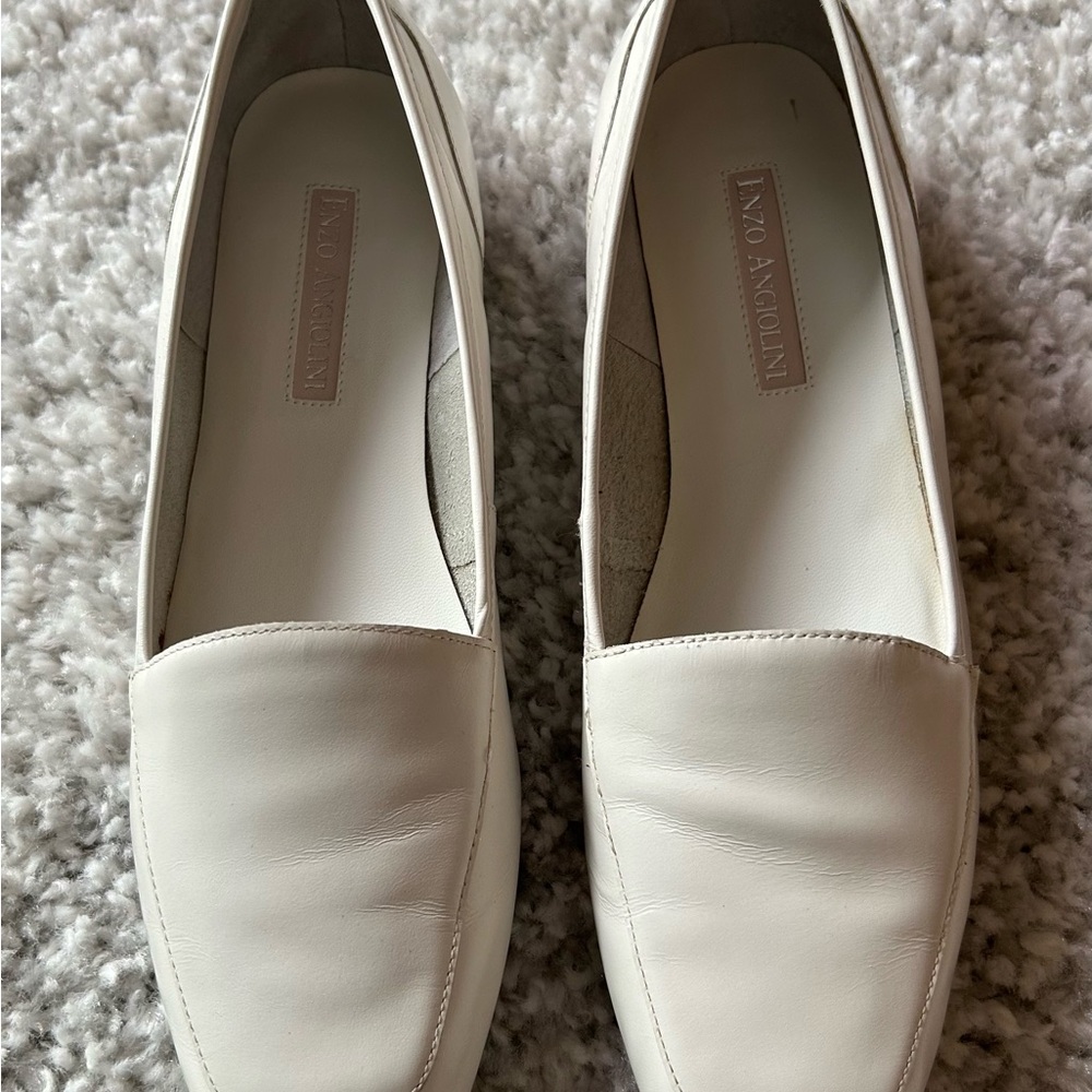Enzo Angiolini White Leather Flats